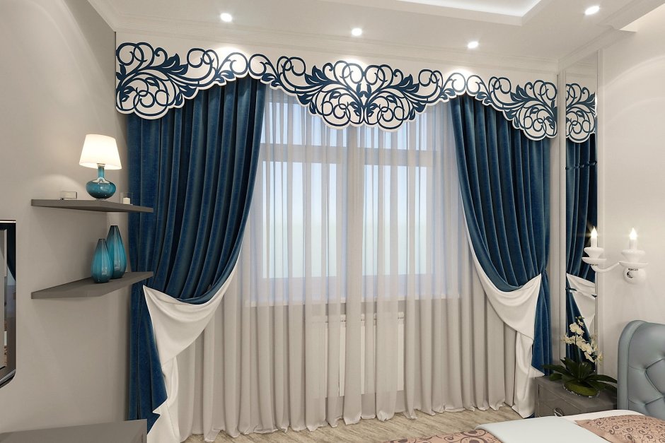 Ажурные ламбрекены с портьерами