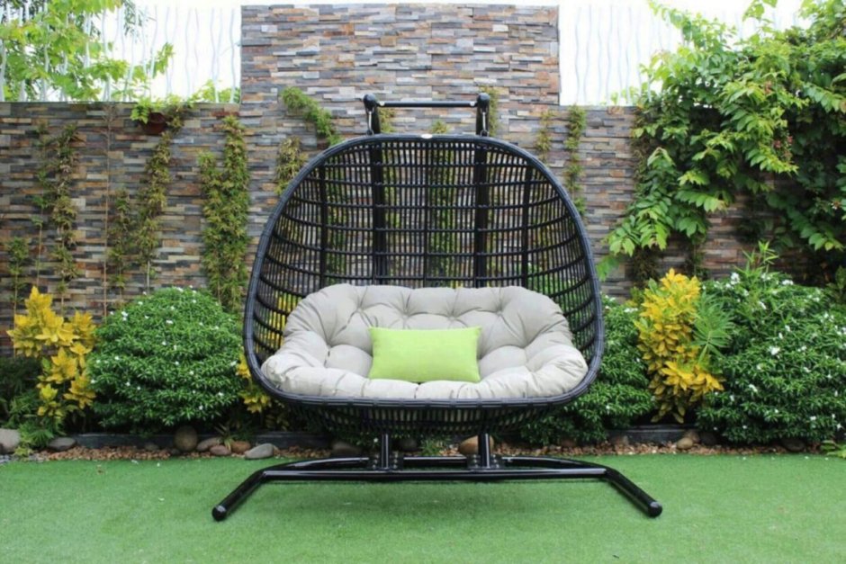 Black Wicker swinging Garden Chairs