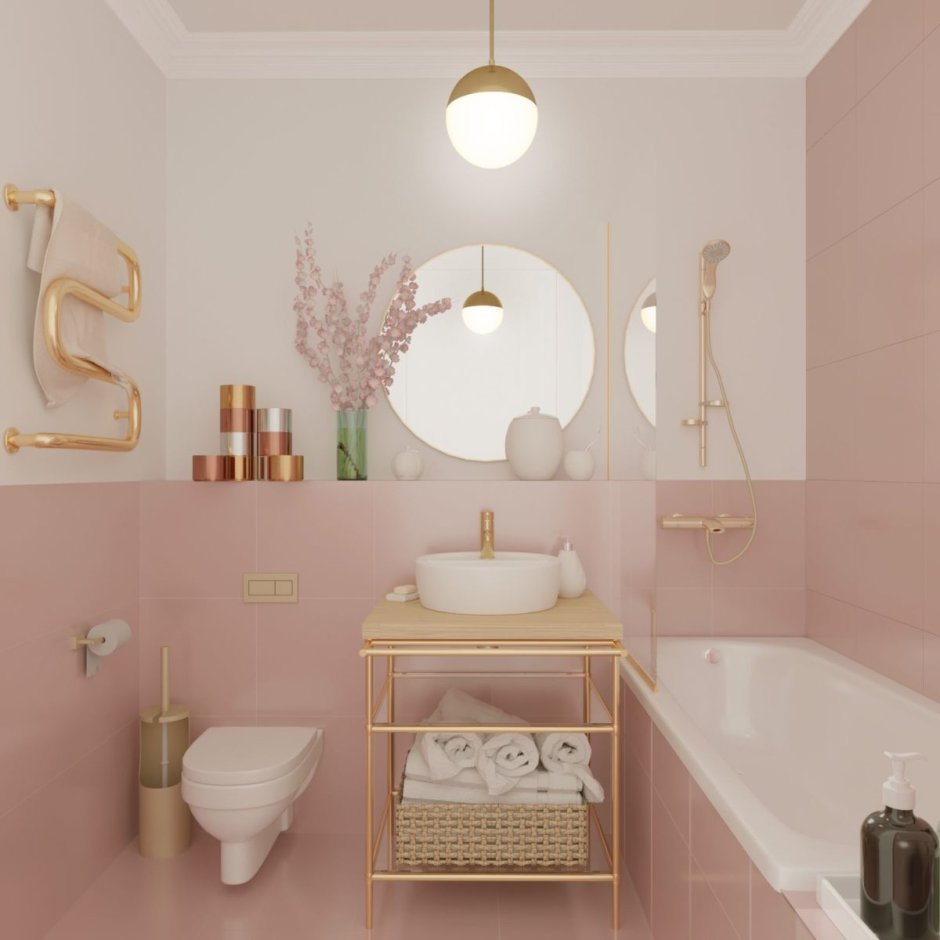 Розовые Ванные комнаты