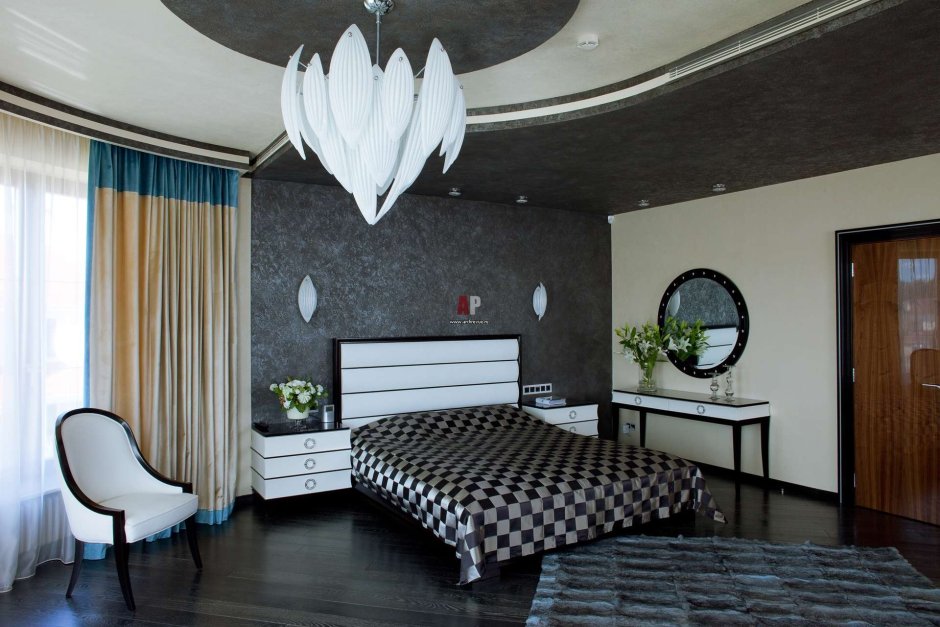 Потолок в спальне в стиле арт деко