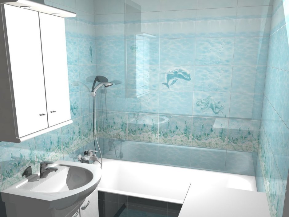 Голубые панели ПВХ для ванной комнаты и туалета