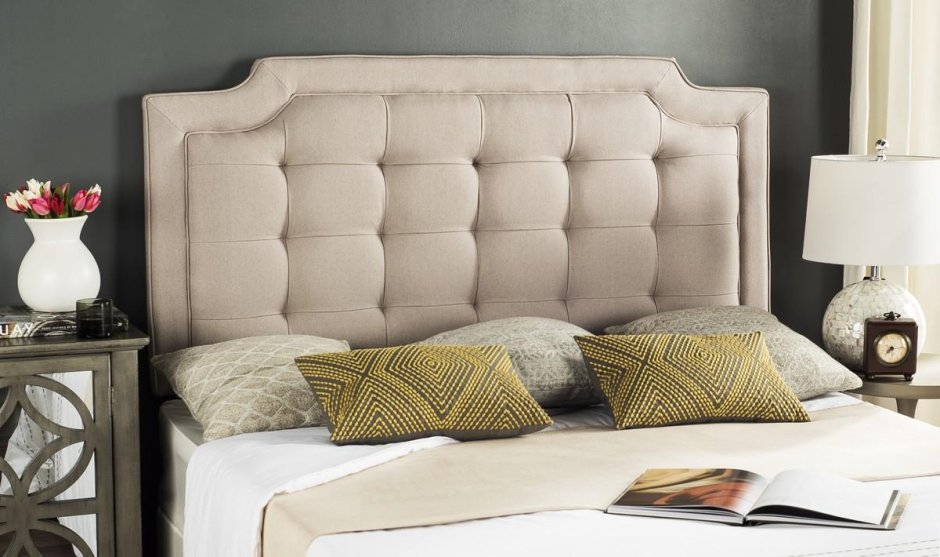 Queen Bed with Safavieh Arabelle Tufted Headboard