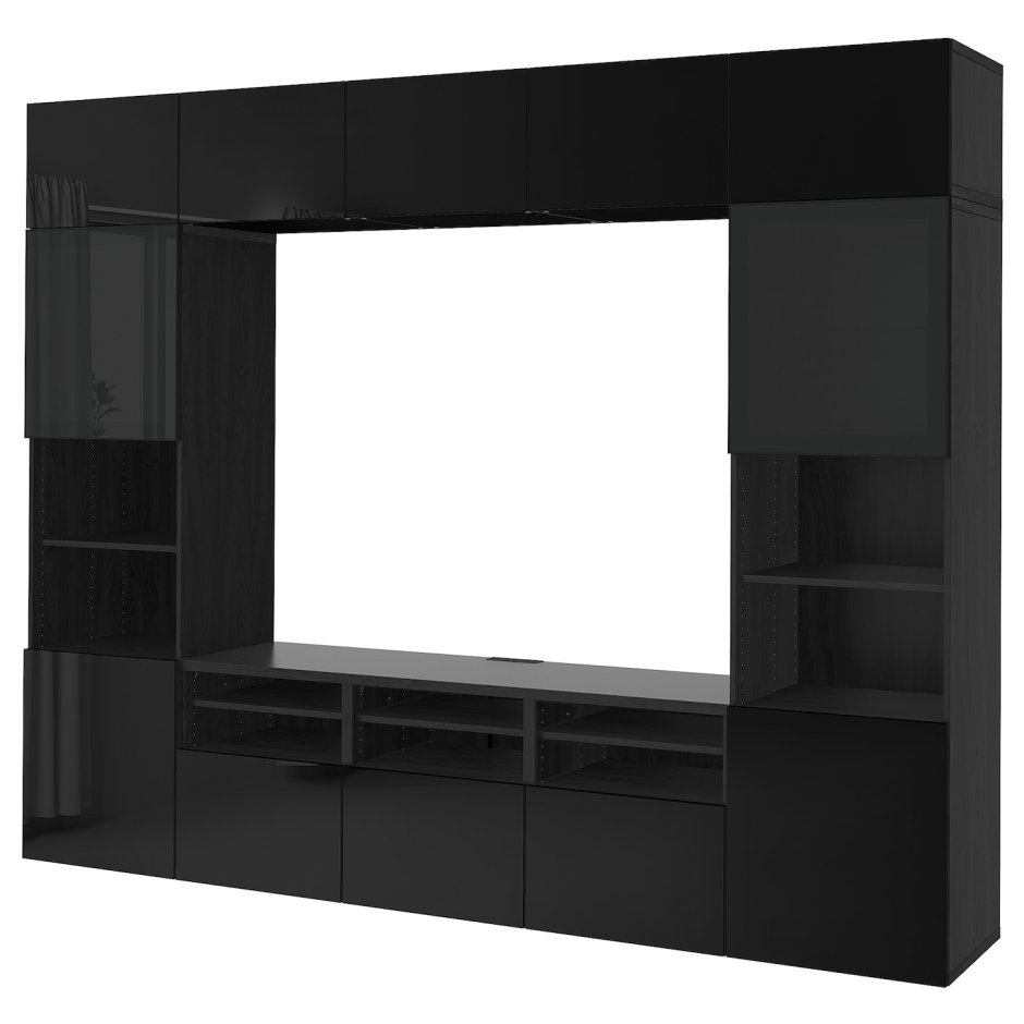 БЕСТО шкаф для ТВ комбин/стеклян дверцы черно-коричневый