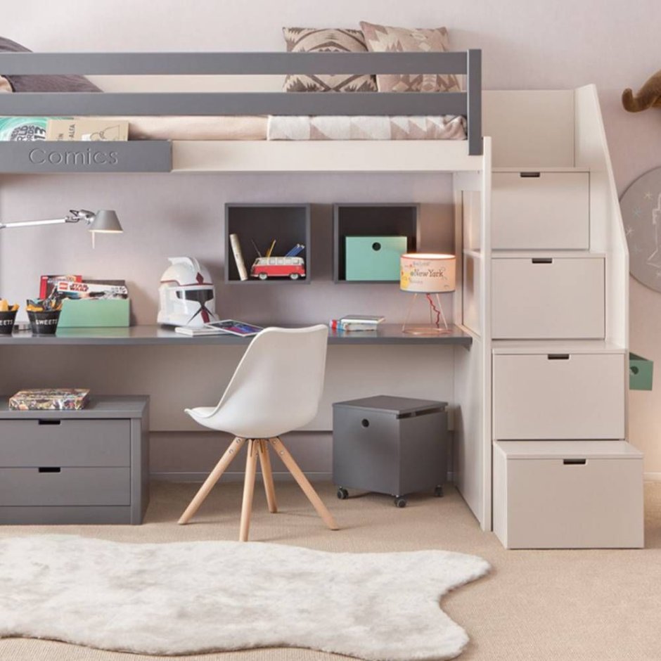 Ikea кровать чердак с рабочей зоной