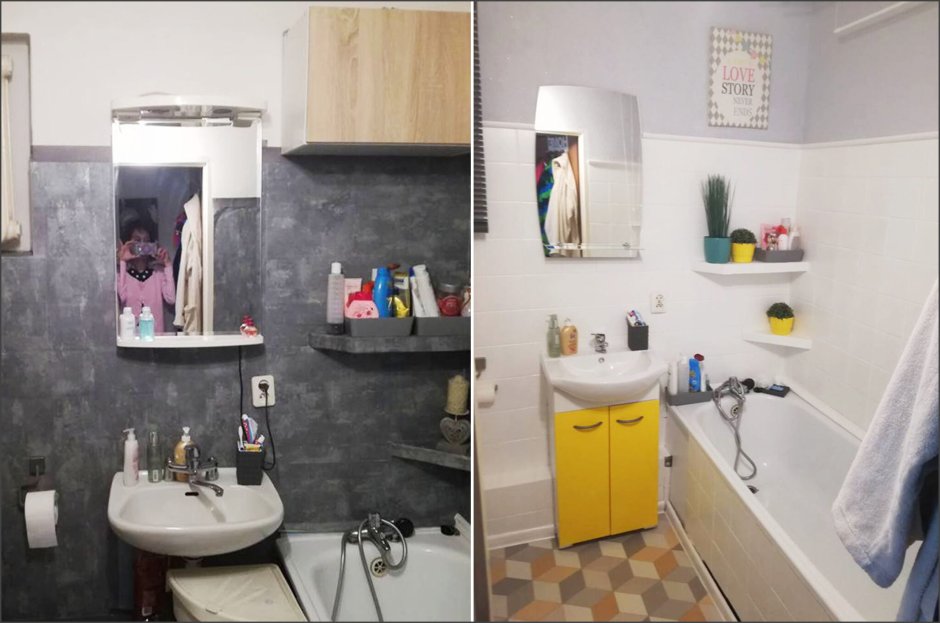 Плитка в ванной покрашенная краской