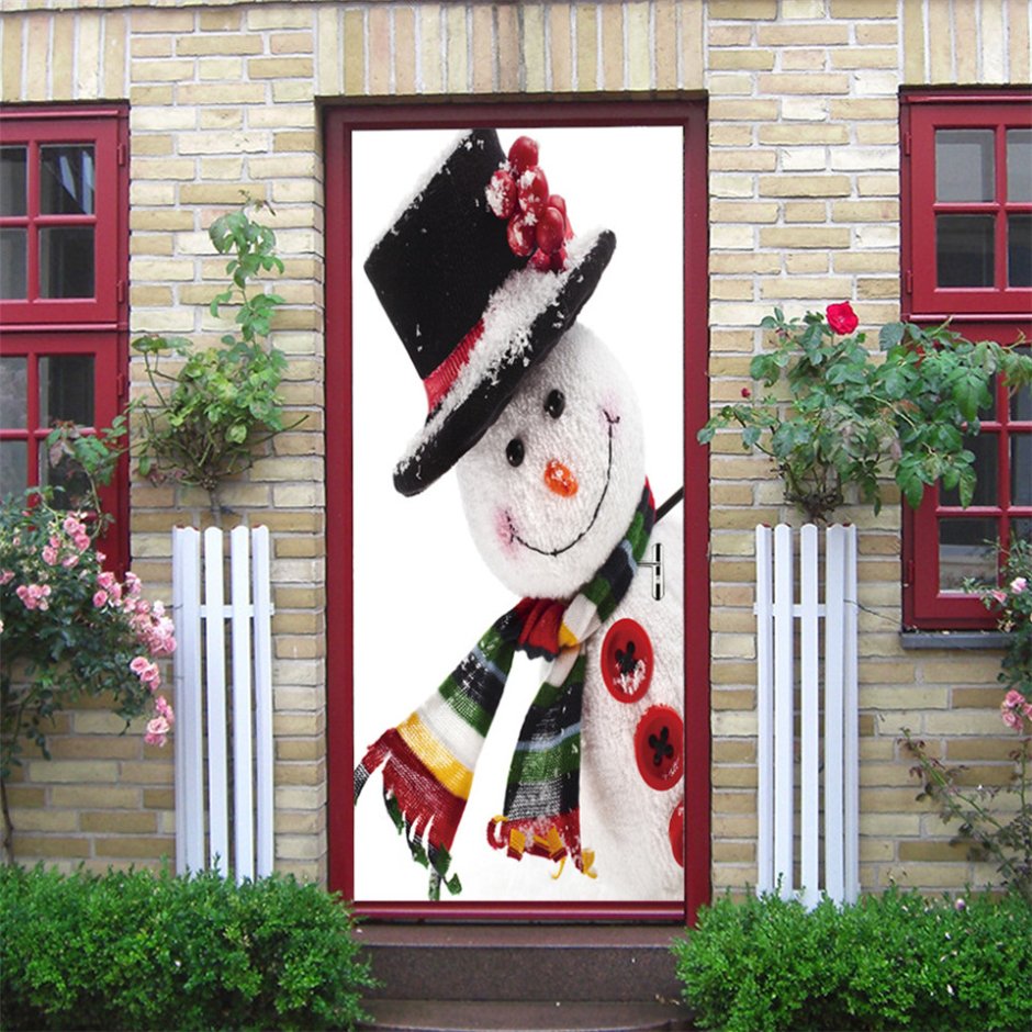 Снеговик декор на дверь