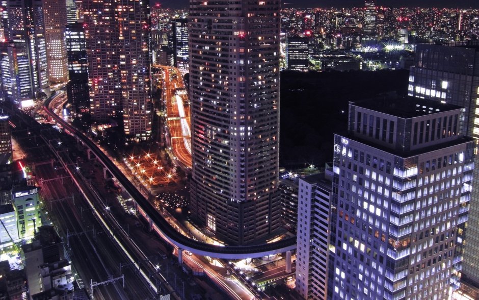 Южная Корея небоскребы ночной