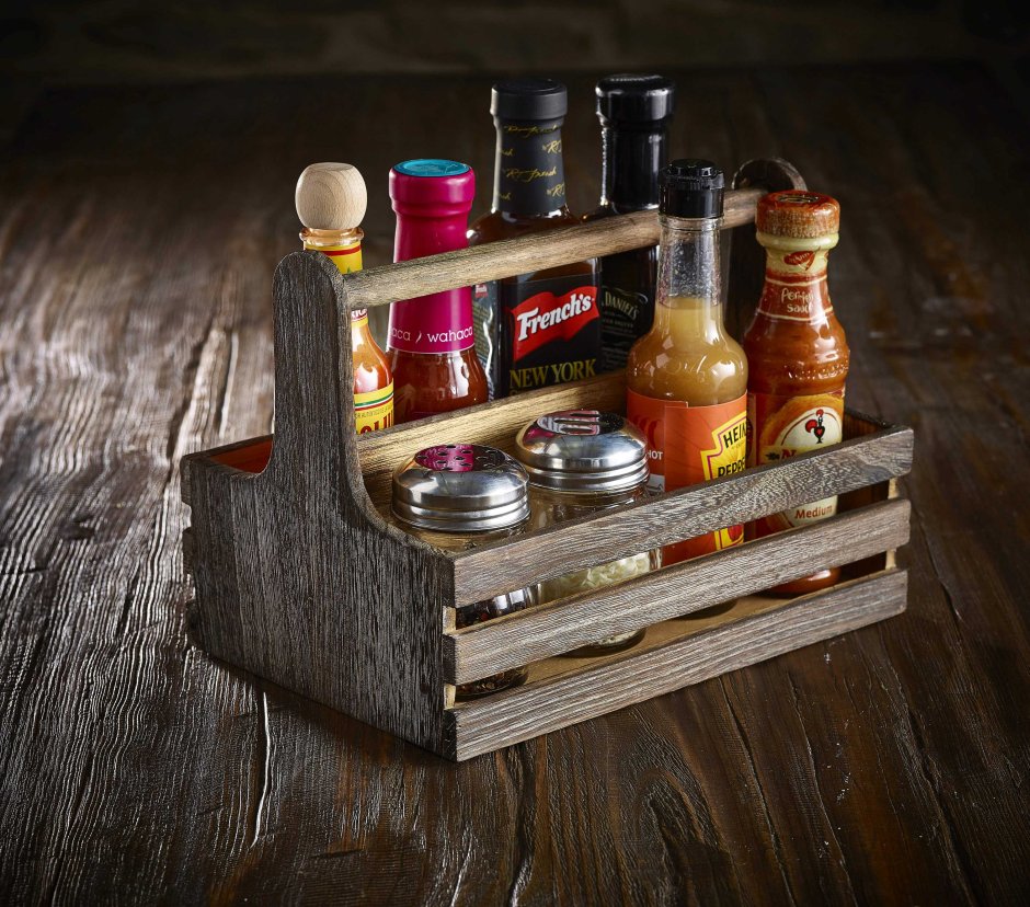 Bamboo Spice Rack with Glass Jars