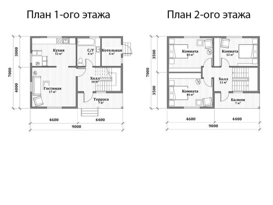 Поэтажный план каркасного дома
