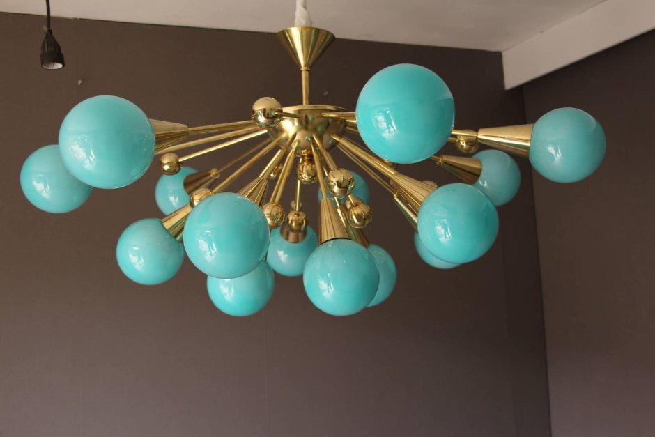 Vintage Murano Glass Chandelier Turquoise Glass