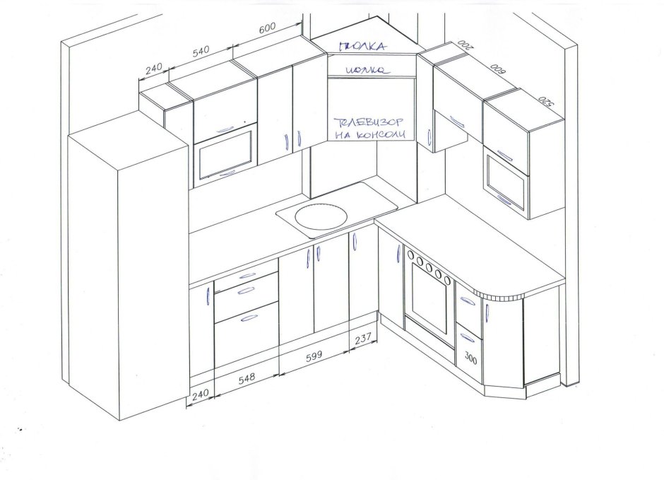 Планирование угловой кухни