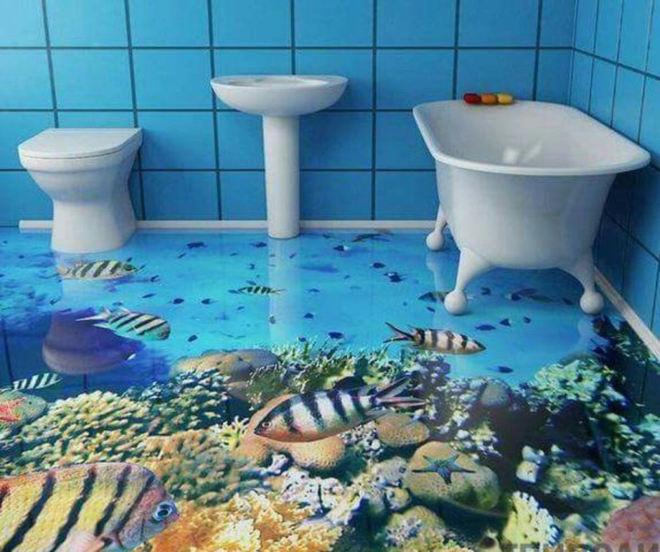 3d плитка в ванную на пол