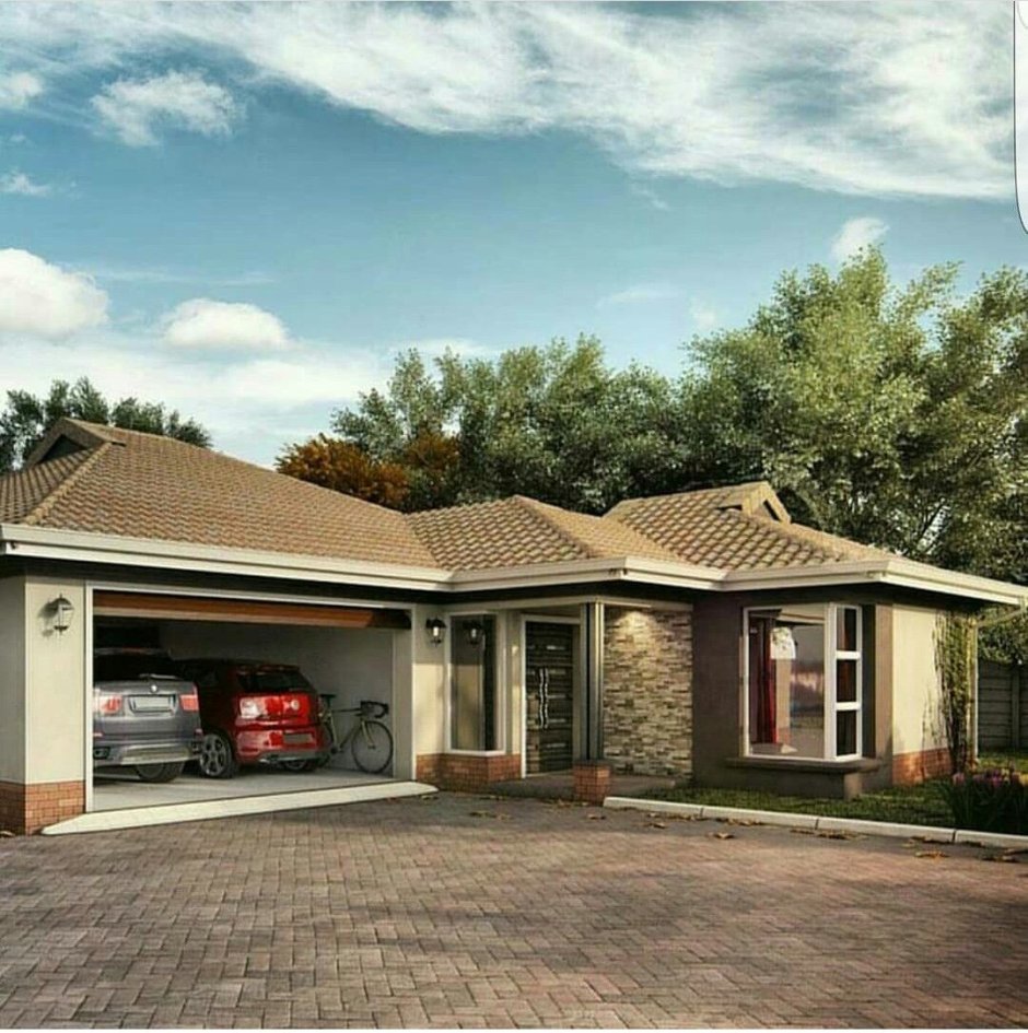 Дом в американском стиле одноэтажный с гаражом