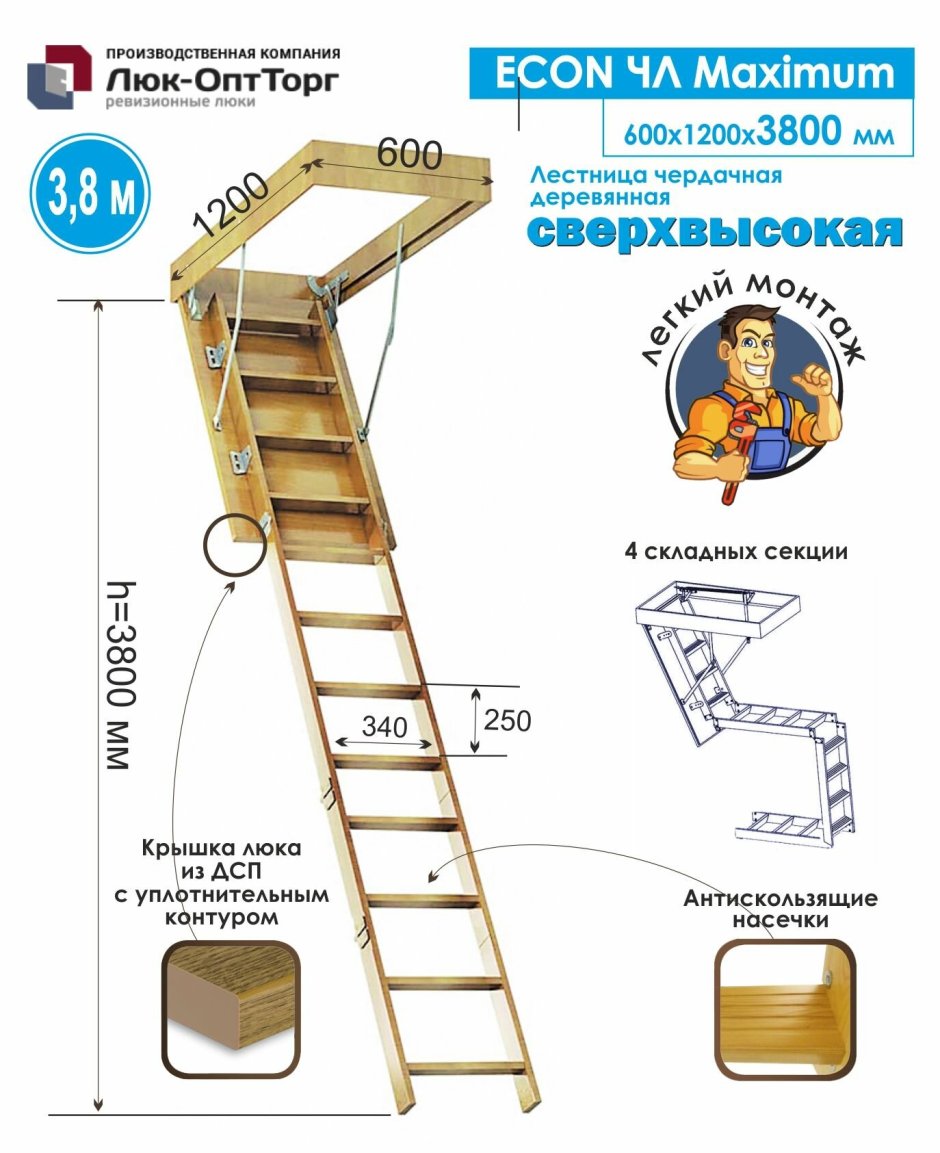 Лестница чердачная складная 60-120-315