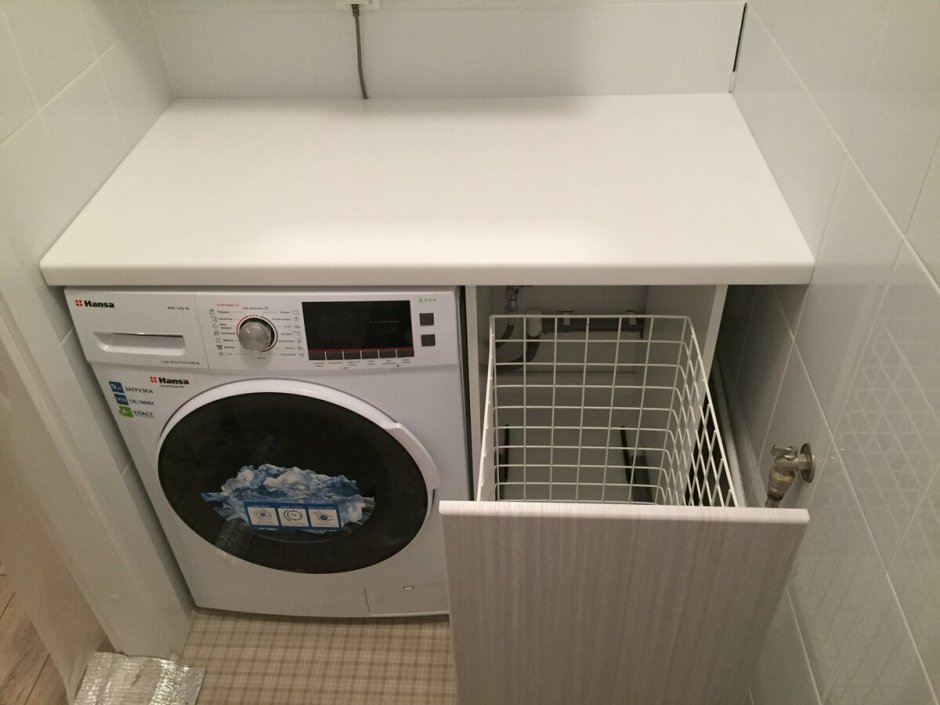 Шкаф для стиральной машины с корзиной для белья