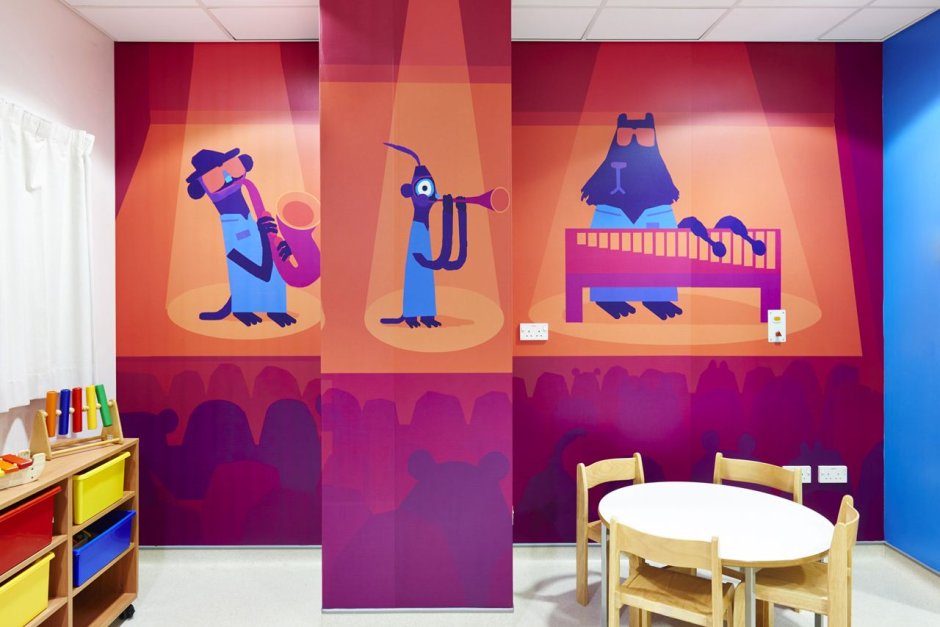 Дизайн покраски стен детский клуб