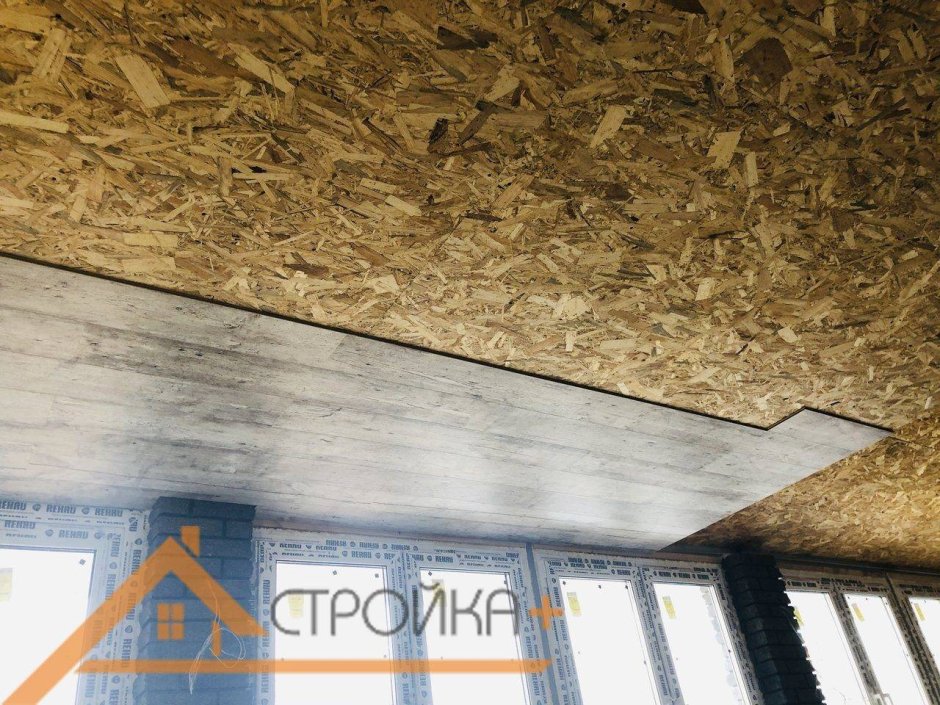 Потолок ОСБ отделка