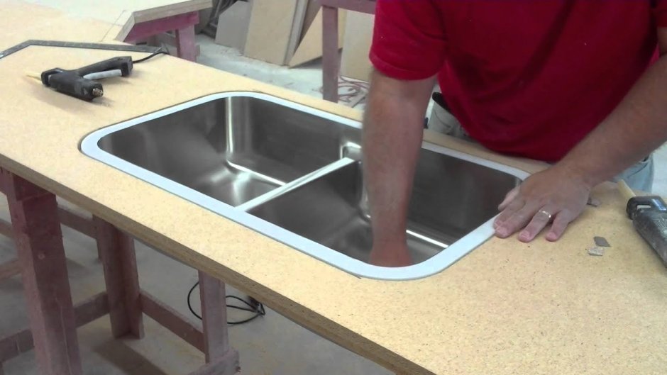 Installation of Sinks down photo