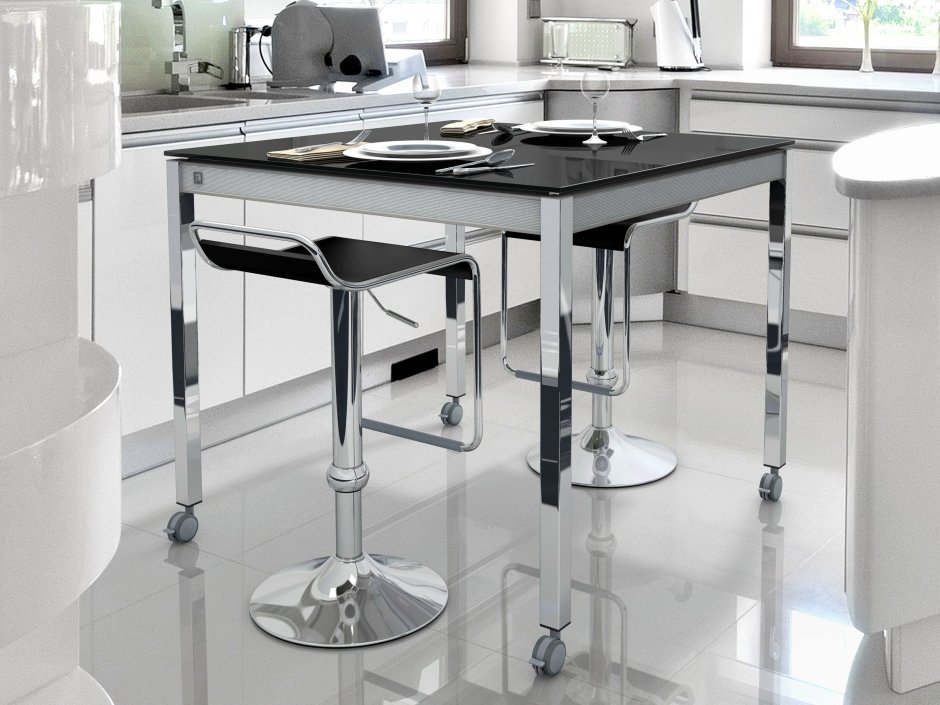 Обеденный стол на колесиках для кухни