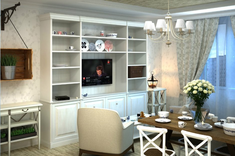Мебель для гостиной в стиле Прованс сочетание с классикой