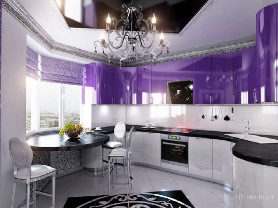 Кухня в черно фиолетовом стиле