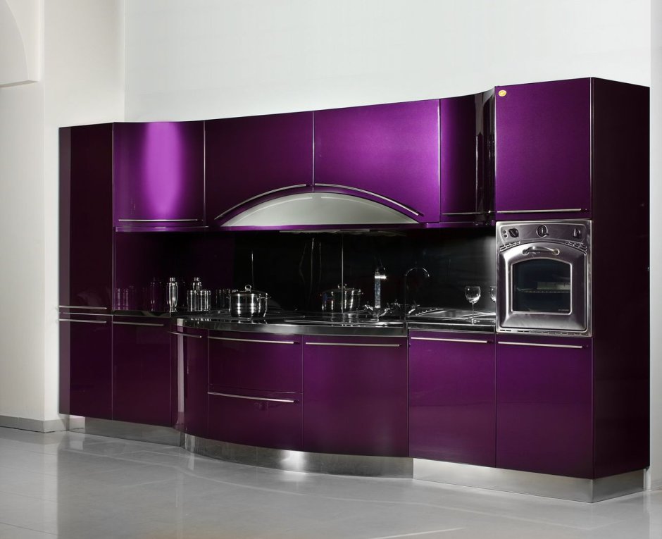 Кухонный гарнитур фиолетовый с черным