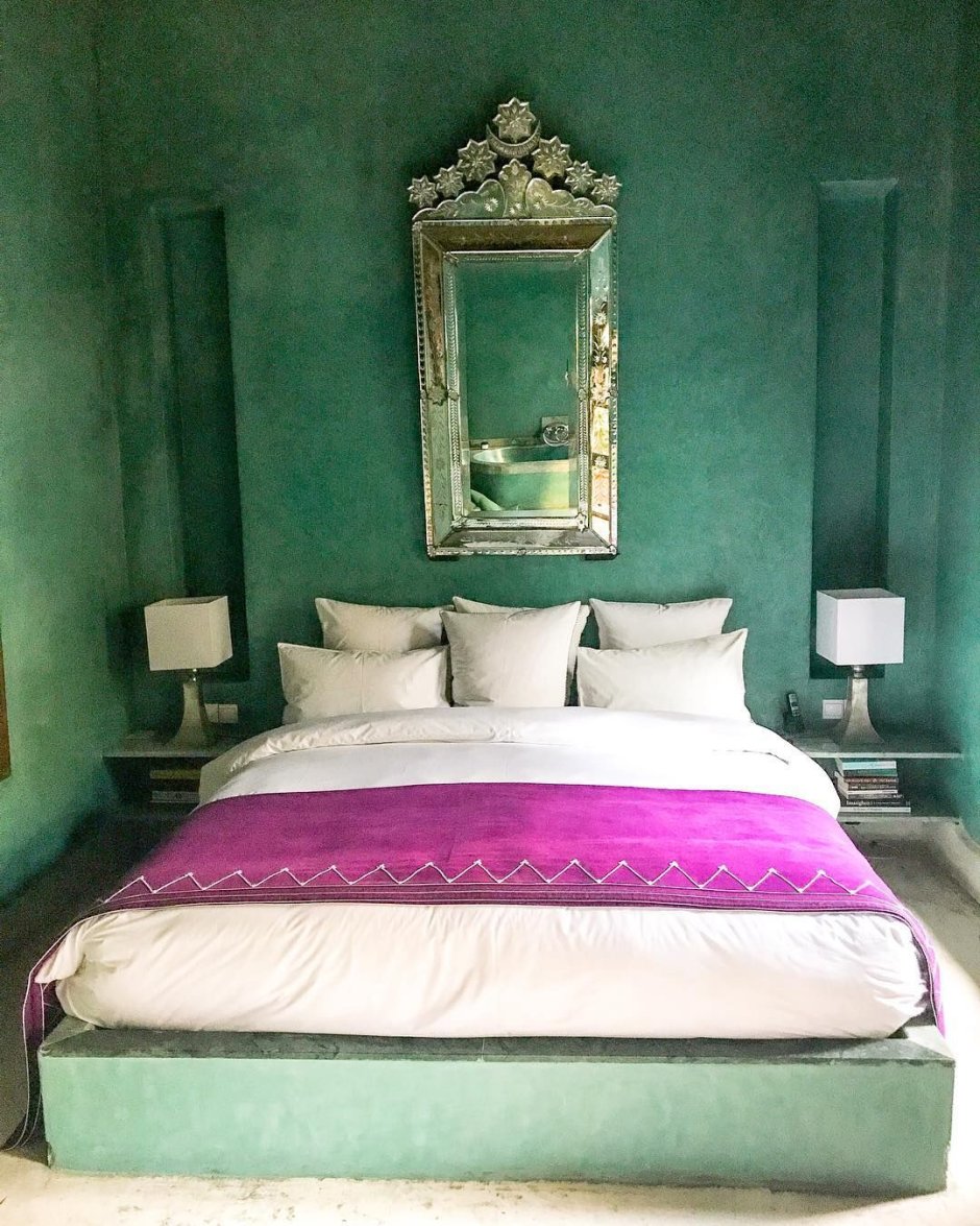 Зеленая спальня марокканский стиль
