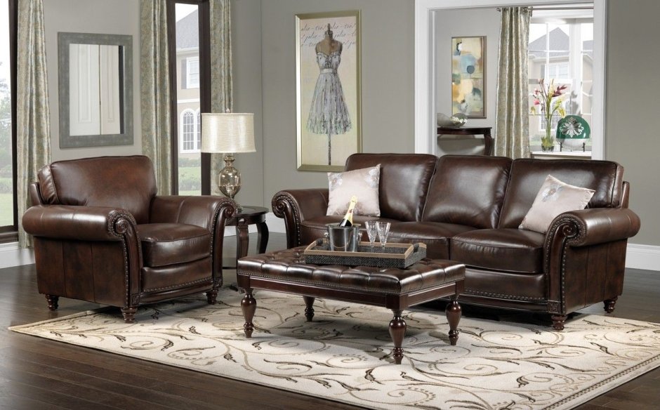 Brown Leather Couch