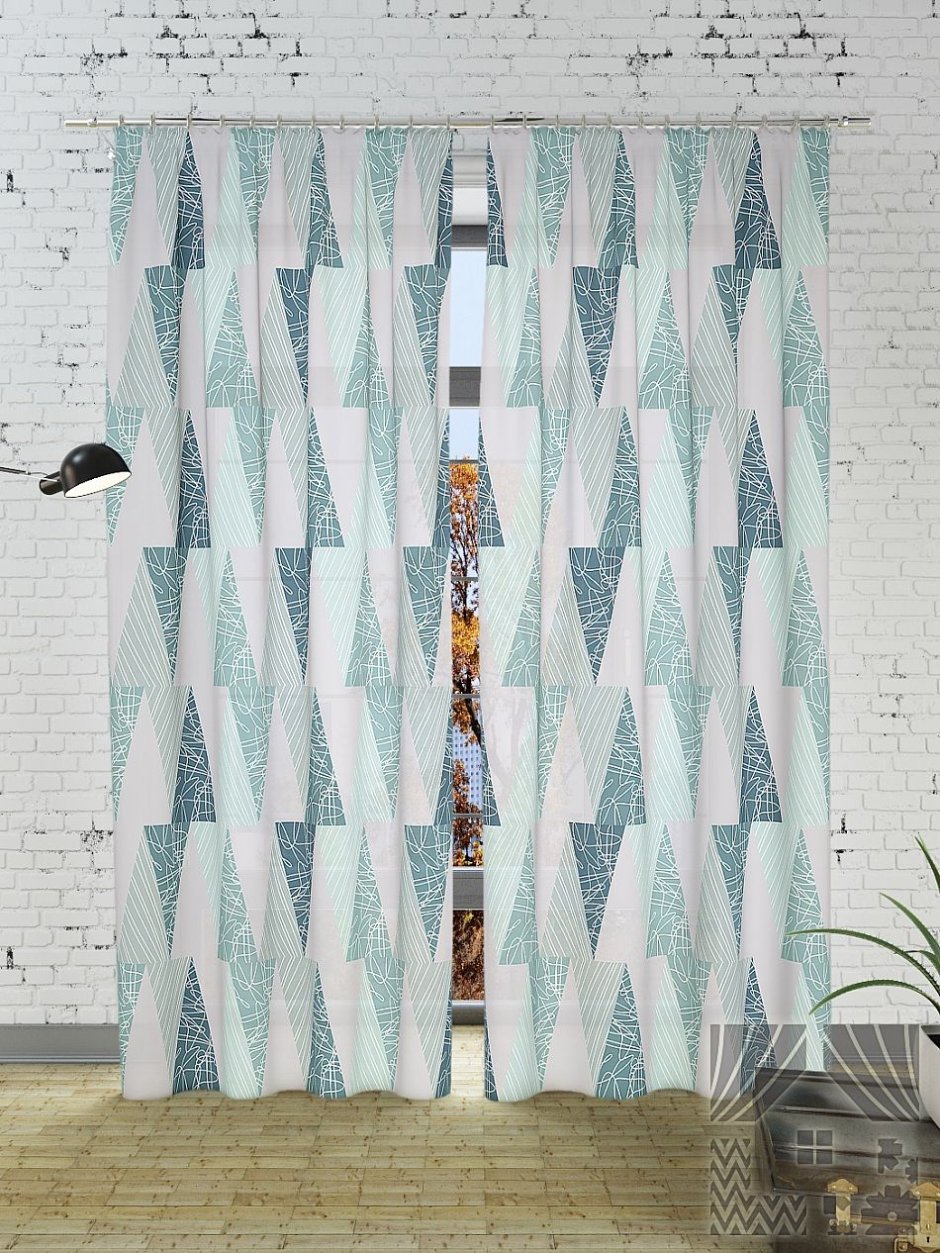Серые шторы с геометрическим рисунком