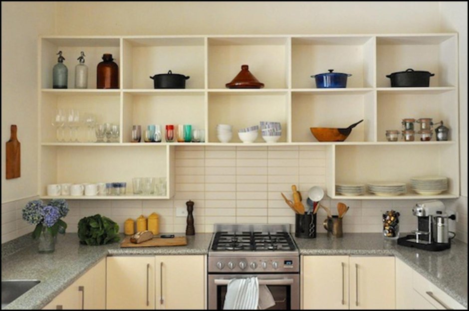 Полки на кухне вместо шкафов