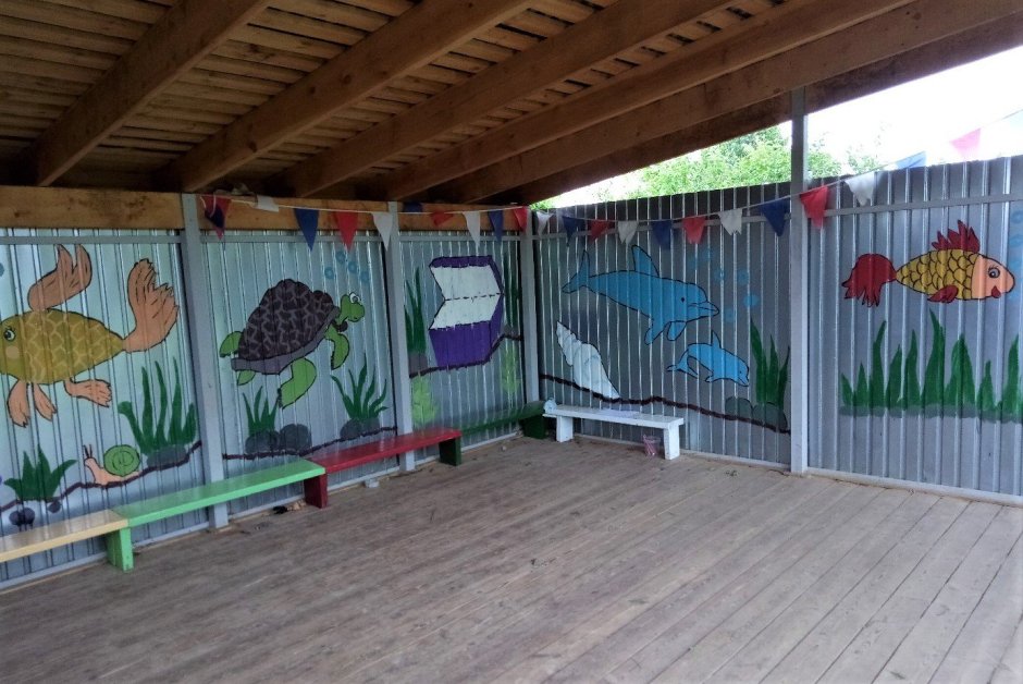 Украшение беседки в детском саду