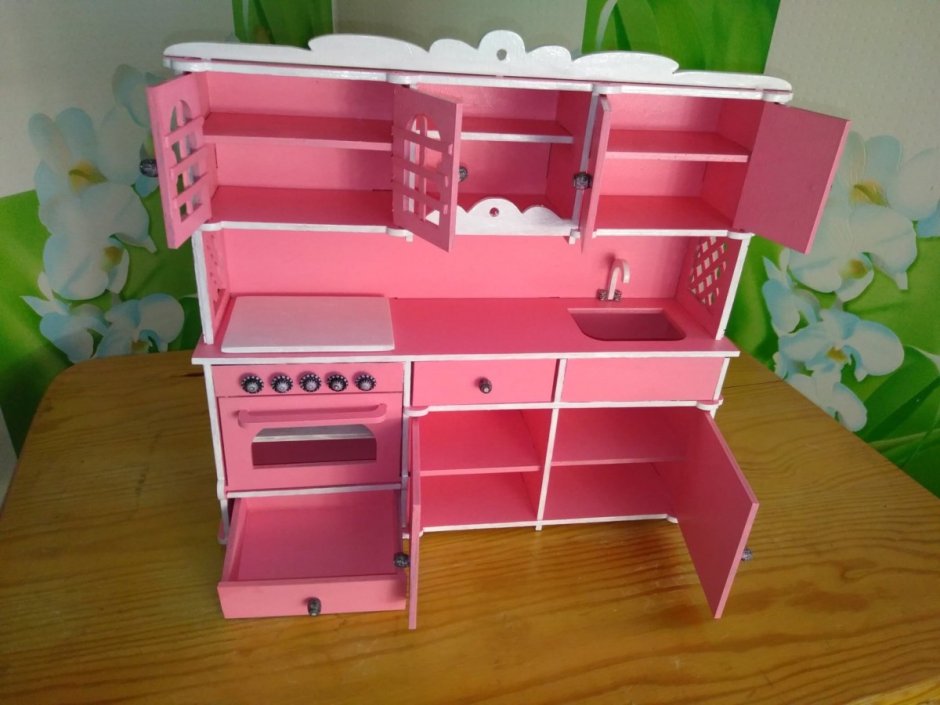 Кухонная мебель из фанеры для кукол