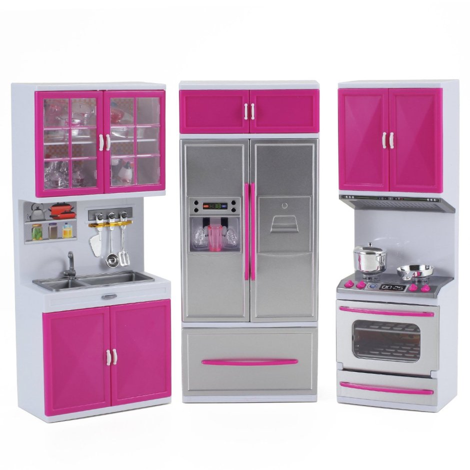 Кухня для Барби с холодильником и плитой