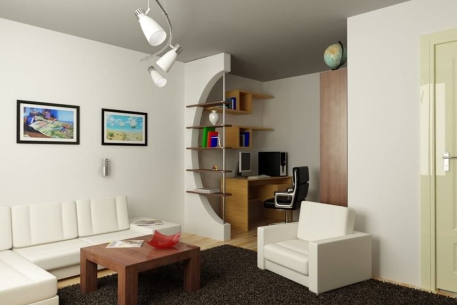 Интерьер комнаты в однокомнатной квартире