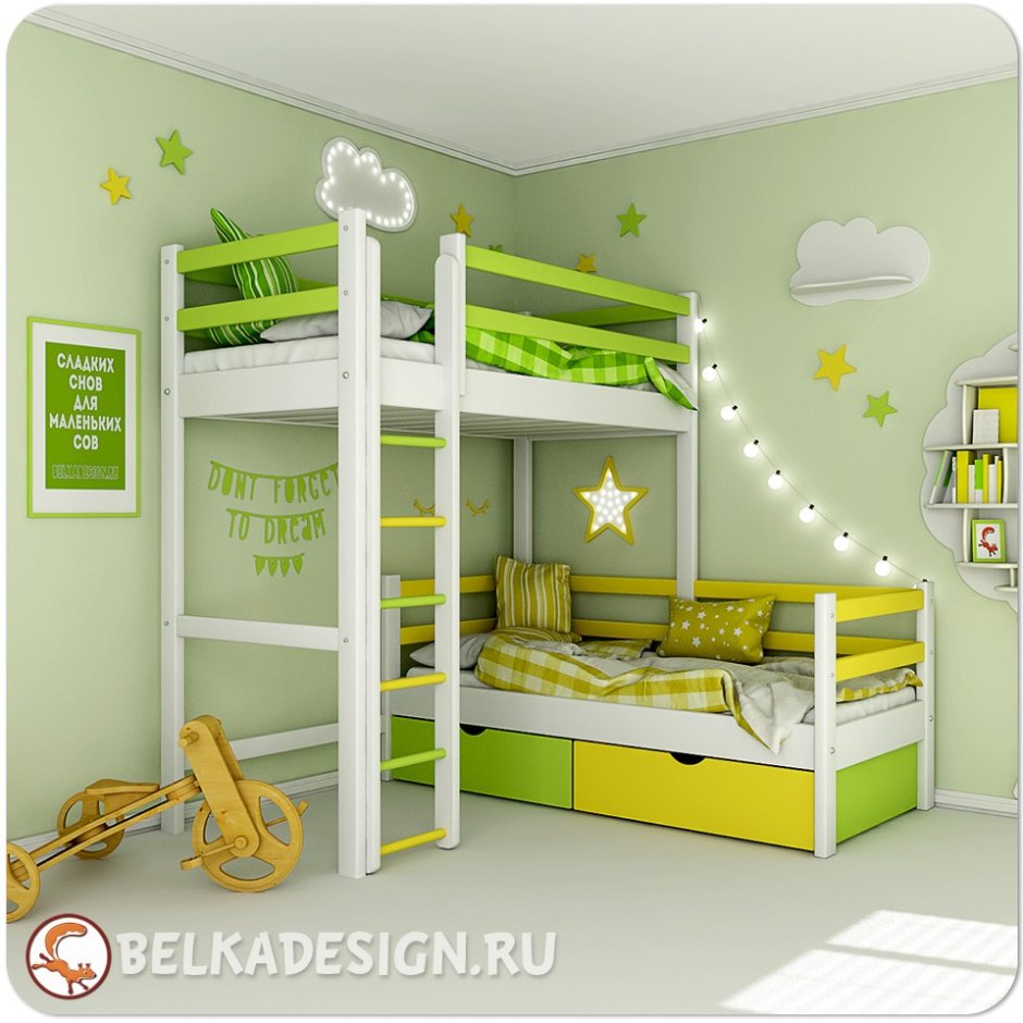Кровати углом для двоих детей