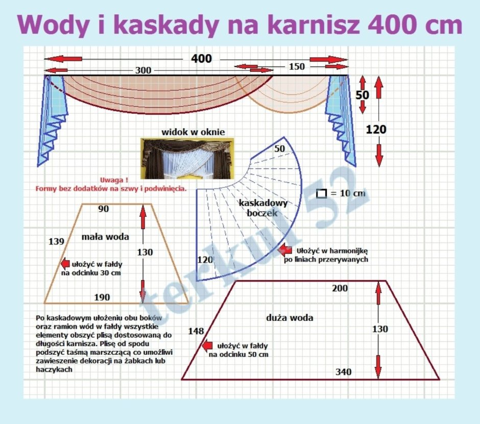 Выкройка штор для кухни