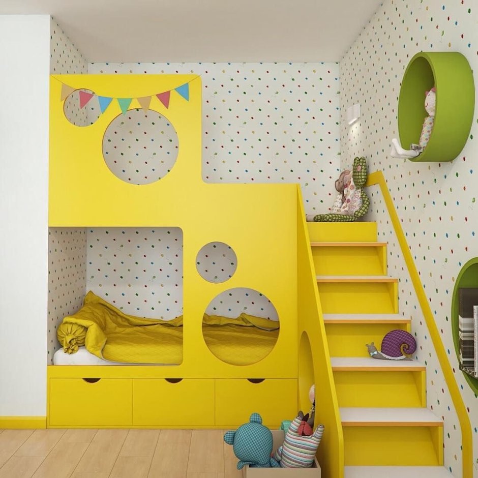 Двухуровневые детские комнаты