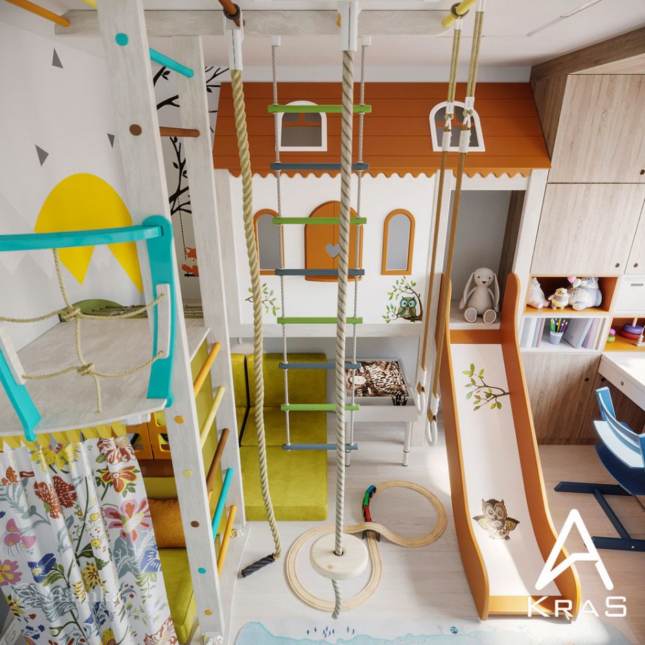 Оригинальная детская комната для активного ребенка