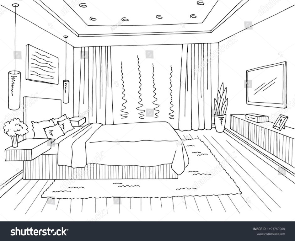Пустая спальня для рисования