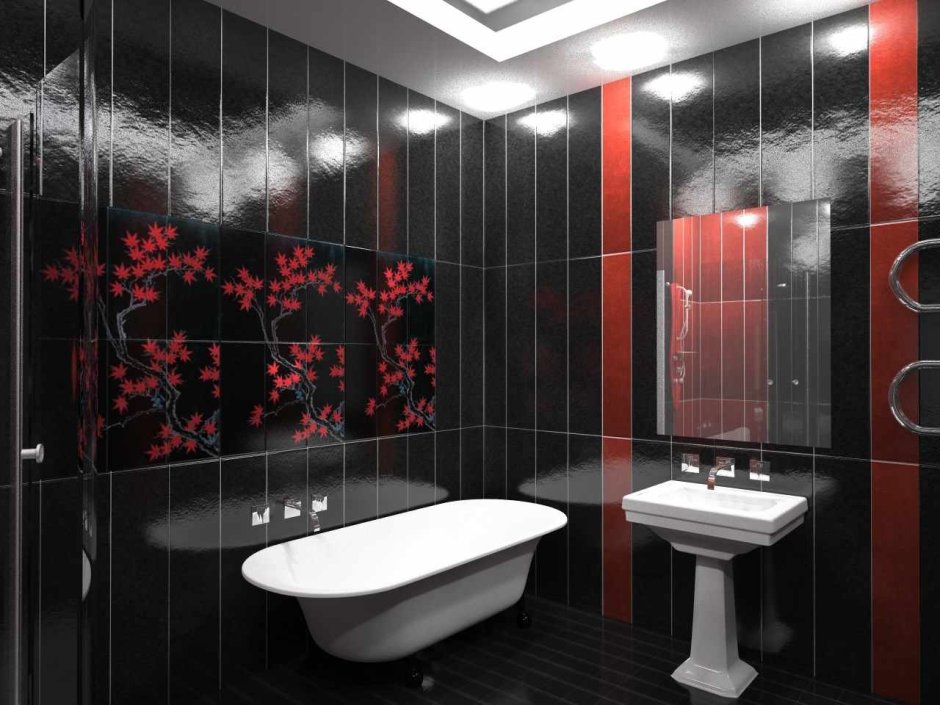 Ванная комната с сакурой