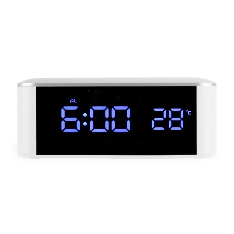 Led зеркальные электронные часы c будильником и термометром (4375.1)