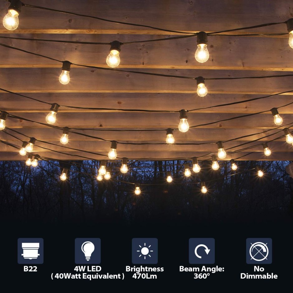 Уличная ретро гирлянда 20 led, теплый белый