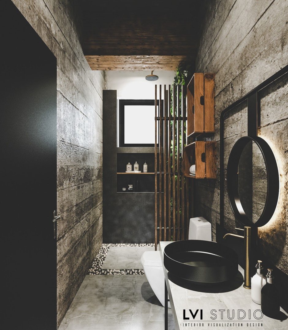 Хранение в ванная в стиле лофт