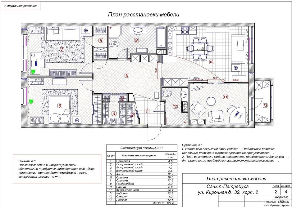 Экспликация мебели