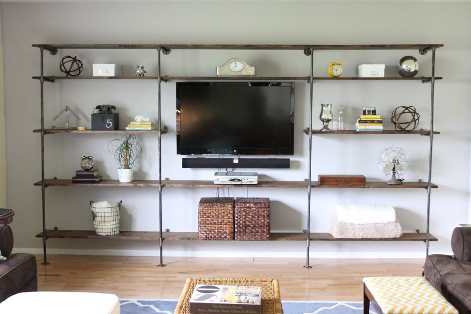 Стеллаж под телевизор для гостиной в стиле лофт