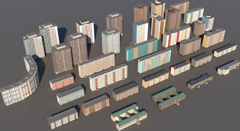 Панельный дом для 3d Max