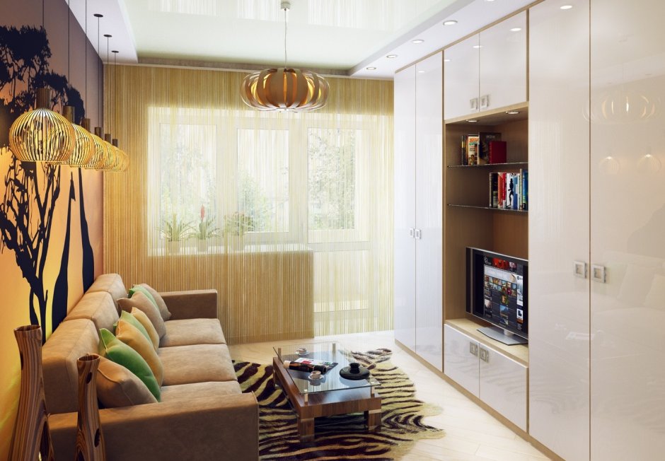 Комната со шкафом и кроватью