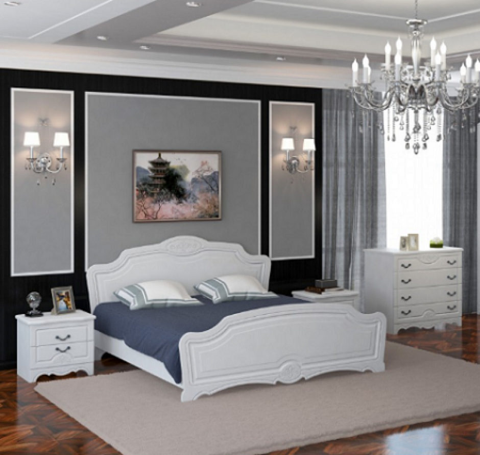 Кровать Карина 11 белый жемчуг Браво мебель