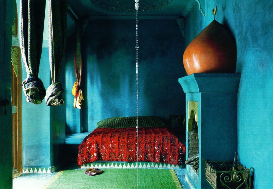 Интерьер в марокканском стиле сине голубая гамма