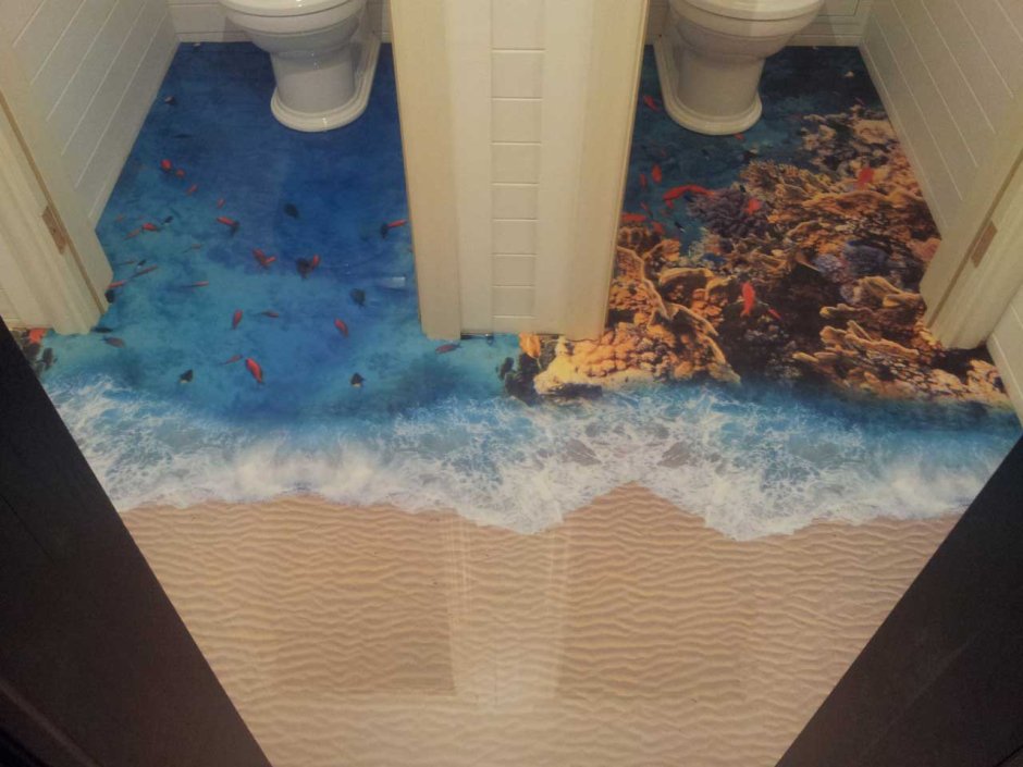 Эпоксидный наливной пол в ванной